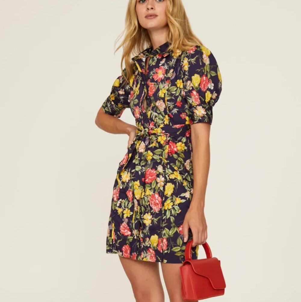 Marissa Webb Hawaiian Floral Mini Shirt Dress Size 0 Work Cotton Designer $260